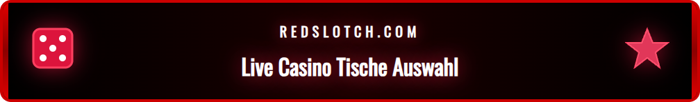 Eine Auswahl an Live-Dealer-Tischen im Redslot Live Casino für Schweizer Spieler.